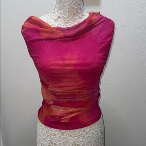 Mango Fuchsia and Tangerine Draped Top
